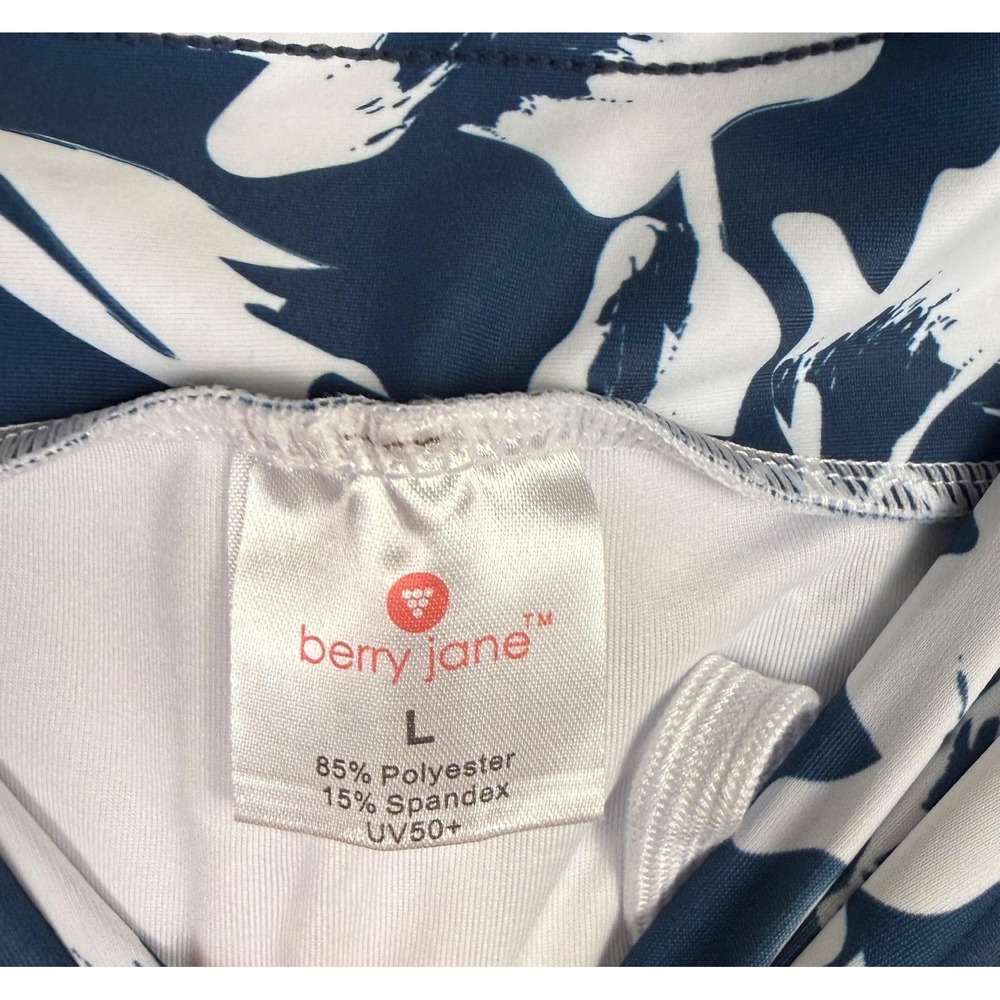 Berry Jane Womens UPF 50 Blue Foral Swim Leggings Pockets Sz L Yoga Activewear - Picture 3 of 8
